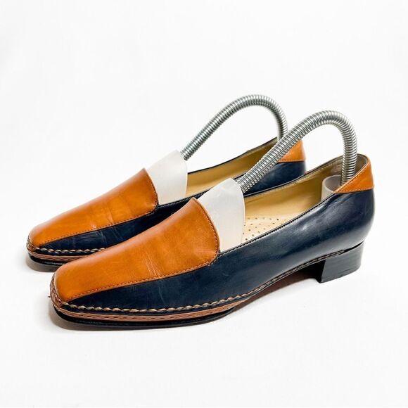 🍋 Quercioli • Authentic Women’s Two-Tone Handmade Leather Pumps Size 36.5 - Picture 2 of 8